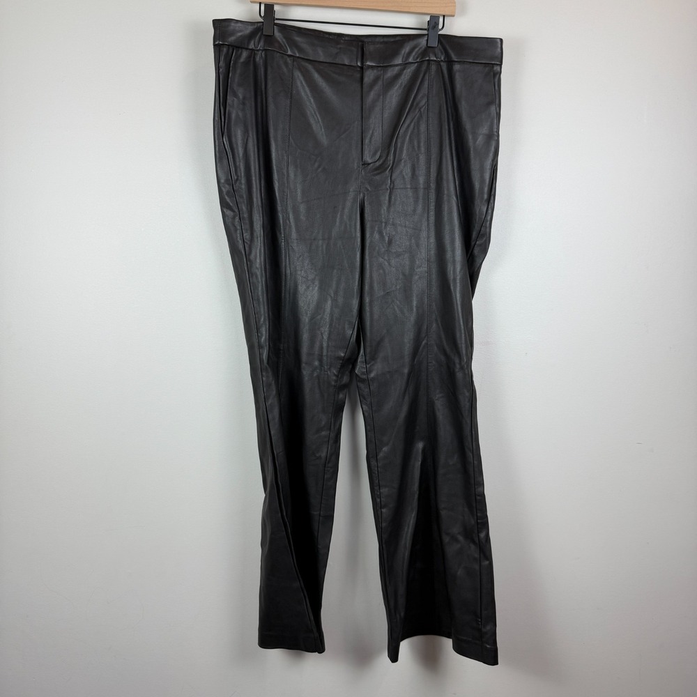 Eloquii Pants Women's 18 Black Faux Leather Flared Leg Classic Grunge Edge Biker